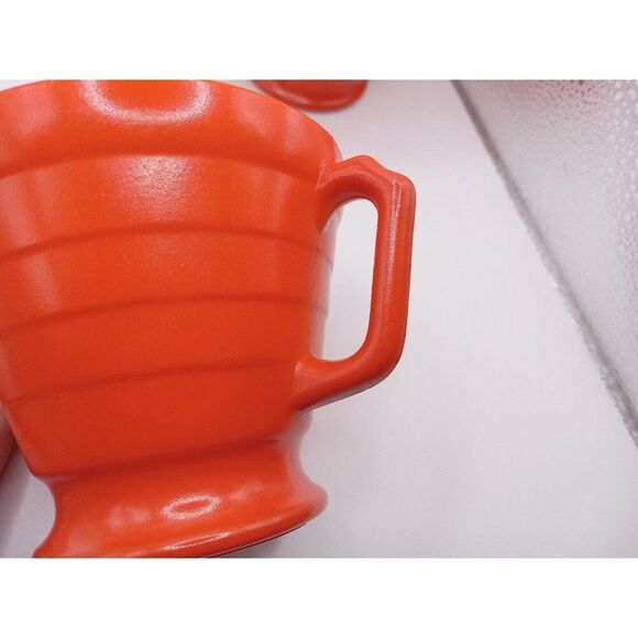 Vintage Hazel Atlas Orange Cream & Sugar Bowls Milk Glass D Handle - Picture 9 of 16